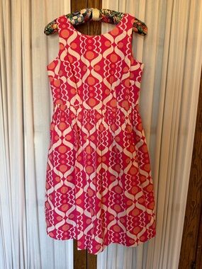 Boden Pink White Print Beatrice Sleeveless Dress